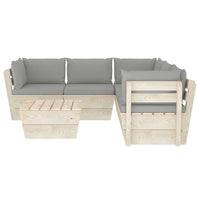 Set Divani da Giardino su Pallet 6 pz con Cuscini Legno Abete cod mxl 41990
