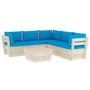 Set Divani da Giardino su Pallet 6 pz con Cuscini Legno Abete 3063532