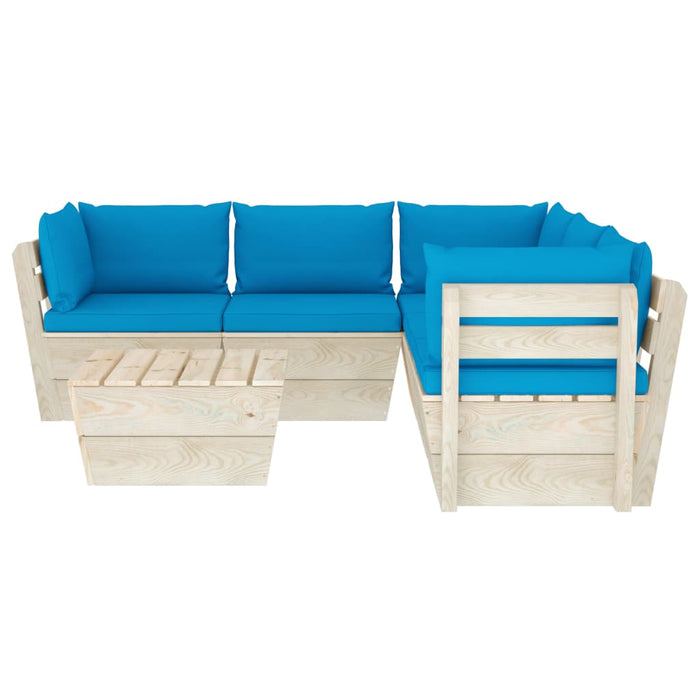 Set Divani da Giardino su Pallet 6 pz con Cuscini Legno Abete 3063532