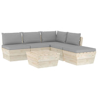 Set Divani da Giardino su Pallet 6 pz con Cuscini Legno Abete 3063541