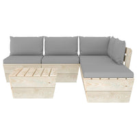 Set Divani da Giardino su Pallet 6 pz con Cuscini Legno Abete 3063541