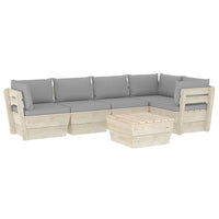 Set Divani da Giardino su Pallet 6 pz con Cuscini Legno Abete 3063565