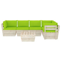 Set Divani da Giardino su Pallet 6 pz con Cuscini Legno Abete 3063575