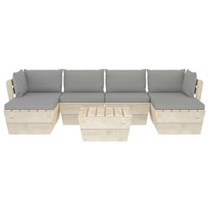 Set Divani da Giardino su Pallet 7 pz con Cuscini Legno Abete 3063577