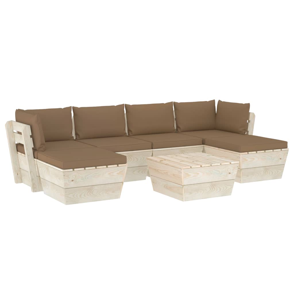 Set Divani da Giardino su Pallet 7 pz con Cuscini Legno Abete 3063584