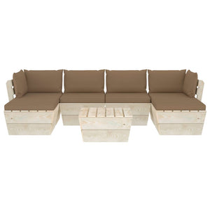 Set Divani da Giardino su Pallet 7 pz con Cuscini Legno Abete 3063584