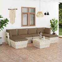 Set Divani da Giardino su Pallet 7 pz con Cuscini Legno Abete 3063584