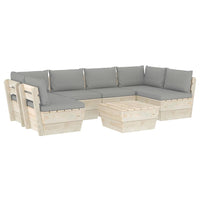 Set Divani da Giardino su Pallet 7 pz con Cuscini Legno Abete 3063589