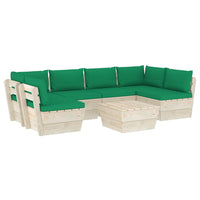 Set Divani da Giardino su Pallet 7 pz con Cuscini Legno Abete 3063593