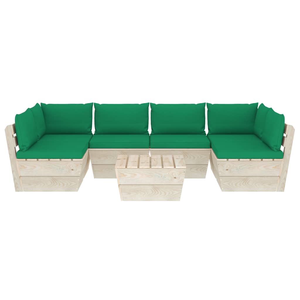 Set Divani da Giardino su Pallet 7 pz con Cuscini Legno Abete 3063593