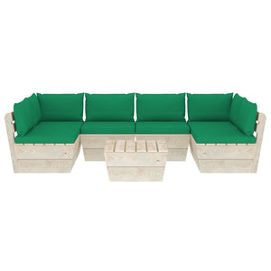 Set Divani da Giardino su Pallet 7 pz con Cuscini Legno Abete 3063593