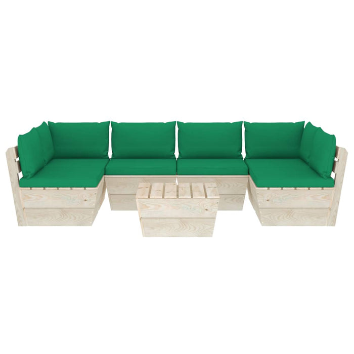Set Divani da Giardino su Pallet 7 pz con Cuscini Legno Abete 3063593
