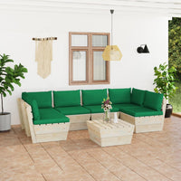 Set Divani da Giardino su Pallet 7 pz con Cuscini Legno Abete 3063593