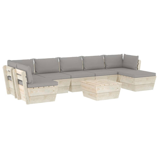 Set Divani da Giardino su Pallet 8 pz con Cuscini Legno Abete 3063613