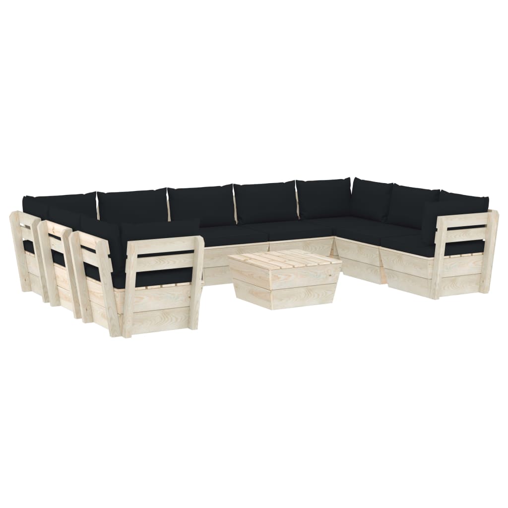 Set Divani da Giardino su Pallet 10 pz con Cuscini Legno Abete cod mxl 45146