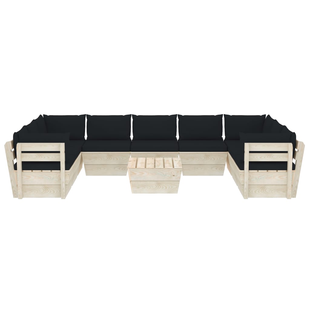 Set Divani da Giardino su Pallet 10 pz con Cuscini Legno Abete cod mxl 45146