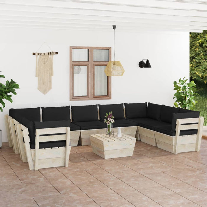 Set Divani da Giardino su Pallet 10 pz con Cuscini Legno Abete cod mxl 45146