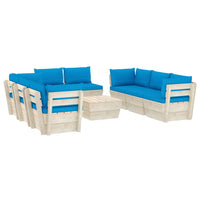 Set Divani da Giardino su Pallet 9 pz con Cuscini Legno Abete 3063652