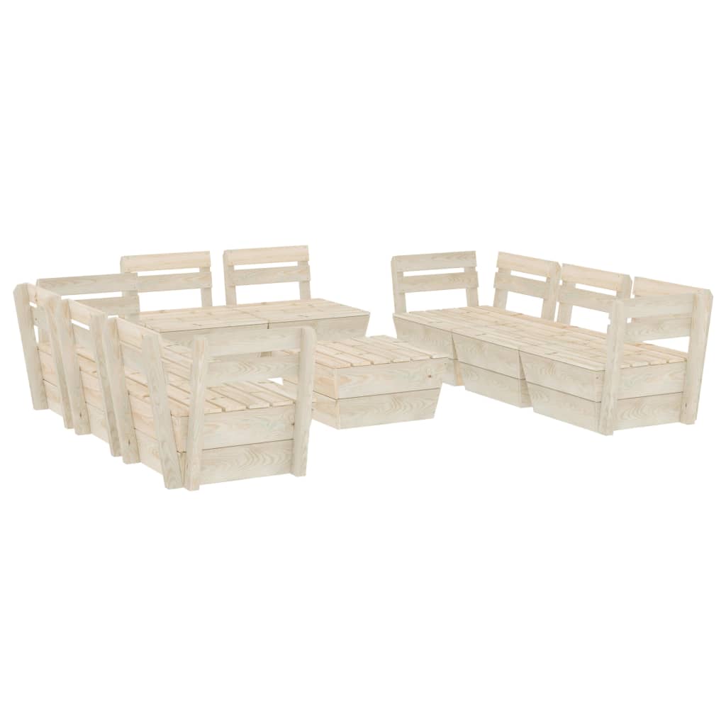 Set Divani da Giardino su Pallet 9 pz in Legno Abete Impregnato cod mxl 49074