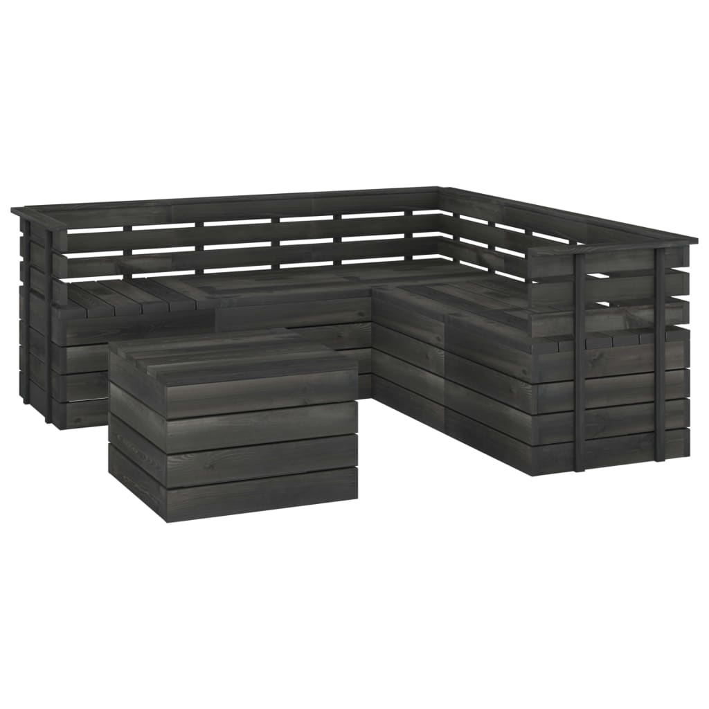 Set Divani da Giardino su Pallet 6 pz Legno Pino Grigio Scuro 3063749
