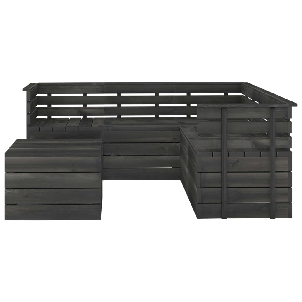 Set Divani da Giardino su Pallet 6 pz Legno Pino Grigio Scuro 3063749
