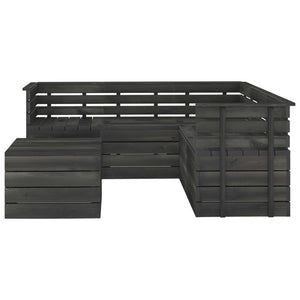 Set Divani da Giardino su Pallet 6 pz Legno Pino Grigio Scuro 3063749