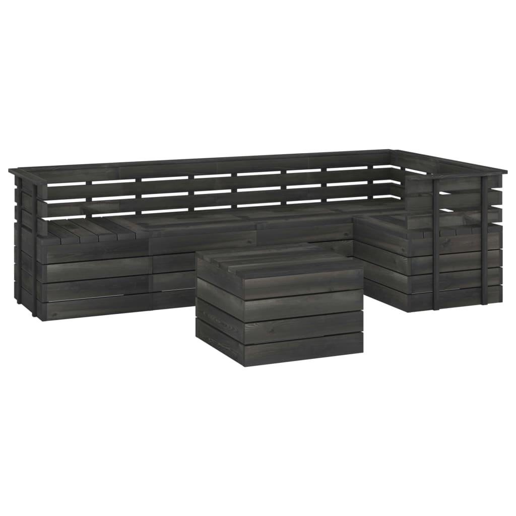 Set Divani da Giardino su Pallet 6 pz Legno Pino Grigio Scuro 3063749