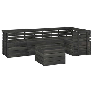 Set Divani da Giardino su Pallet 6 pz Legno Pino Grigio Scuro 3063749