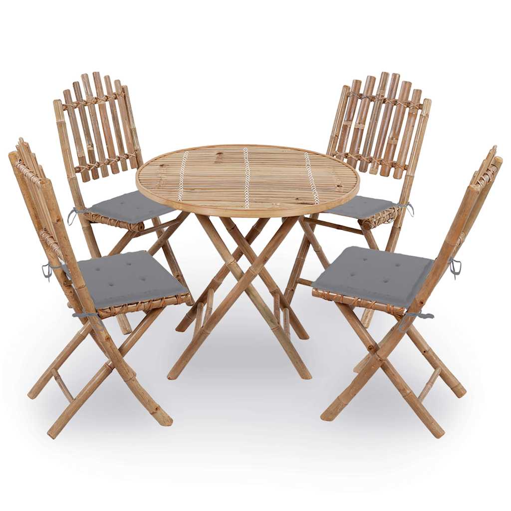 Set da Pranzo da Giardino 5 pz Pieghevole con Cuscini in BambÃ¹ cod mxl 40651