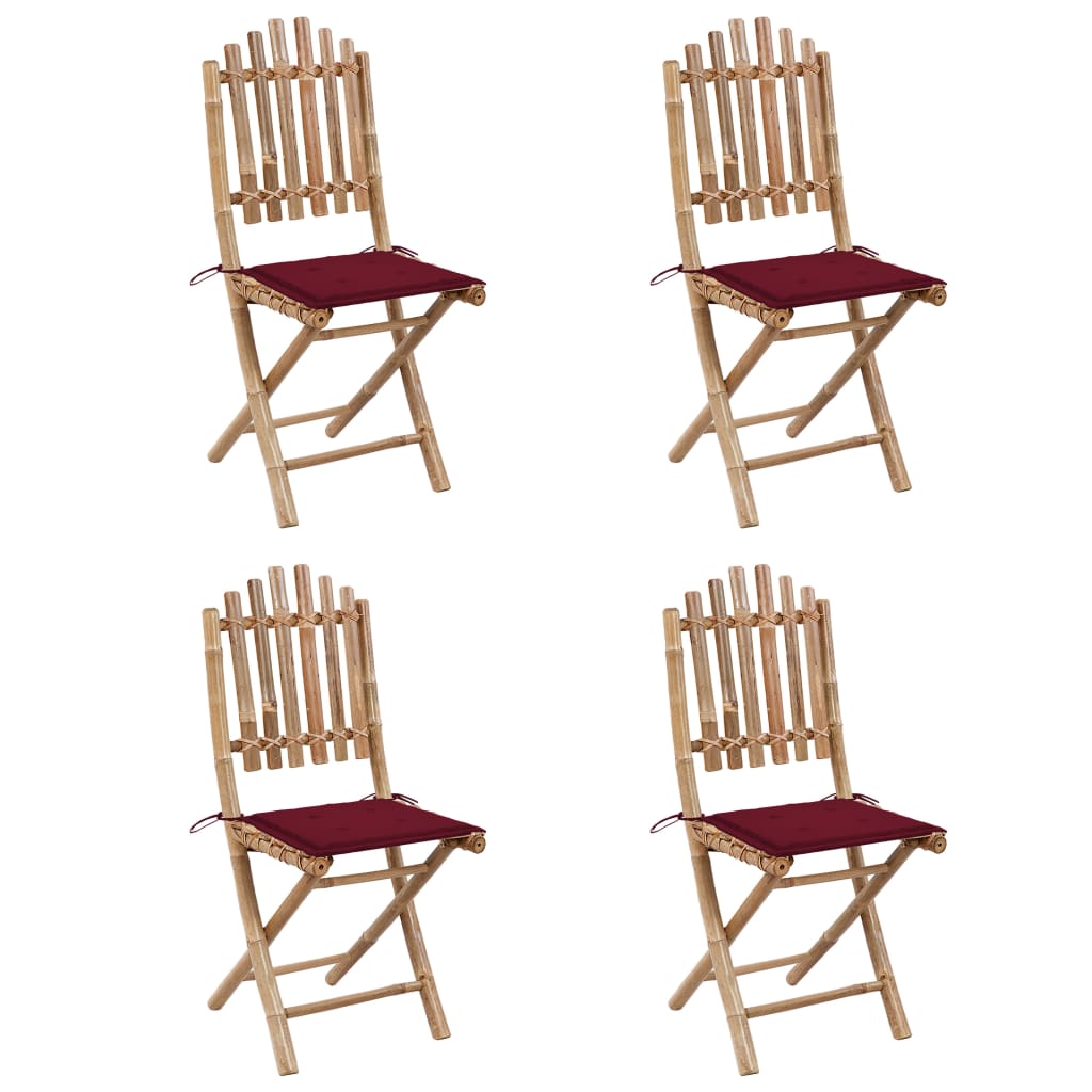 Set da pranzo da esterno pieghevole 5 pezzi con cuscini in bambù 02_0014702