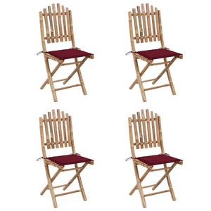 Set da pranzo da esterno pieghevole 5 pezzi con cuscini in bambù 02_0014702