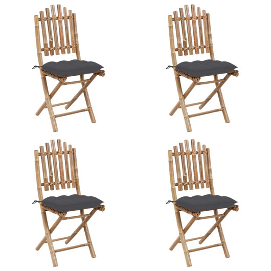 Set da Pranzo da Giardino 5 pz Pieghevole con Cuscini in Bambù 3063975