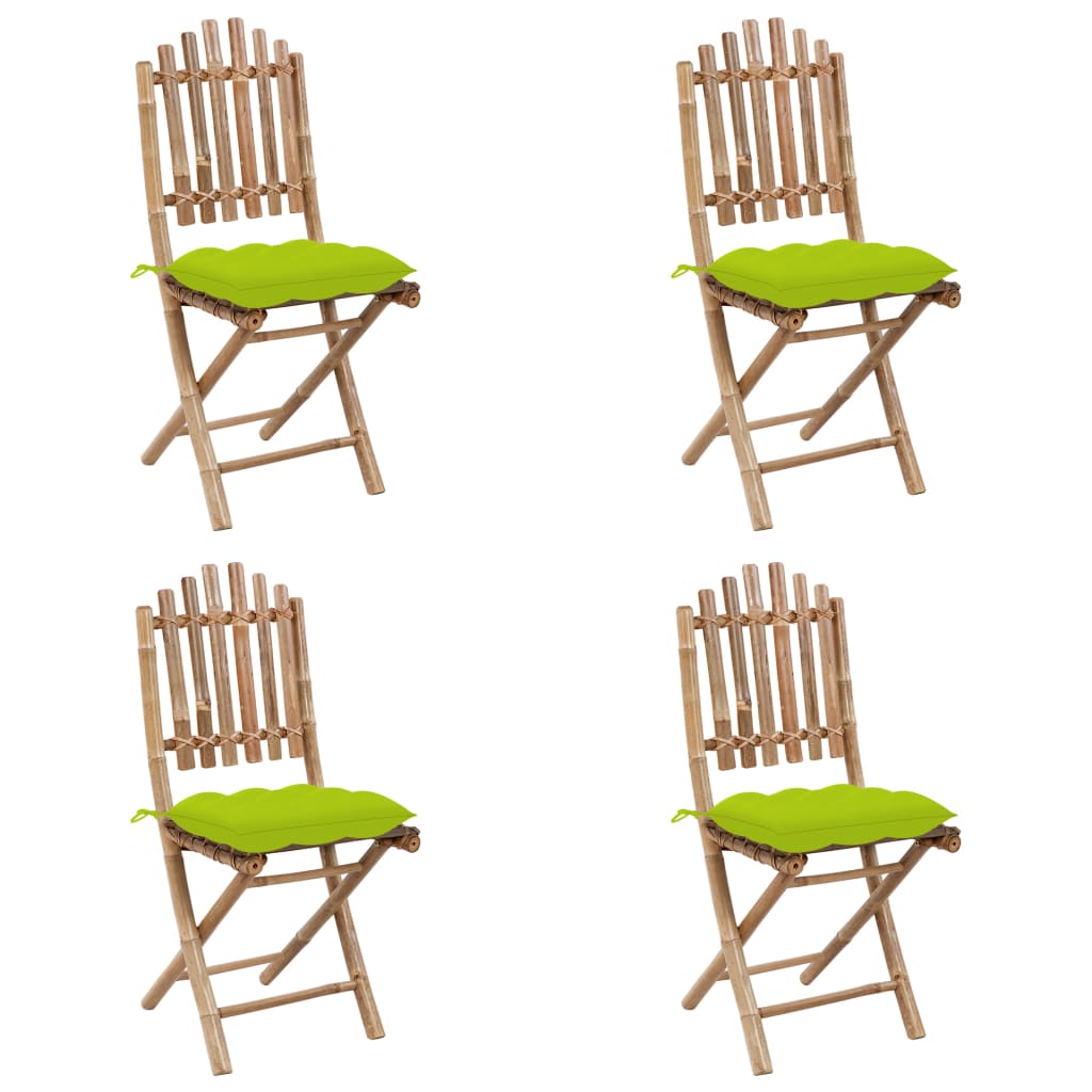 Set da Pranzo da Giardino 5 pz Pieghevole con Cuscini in Bambù 3063986