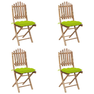 Set da Pranzo da Giardino 5 pz Pieghevole con Cuscini in Bambù 3063986