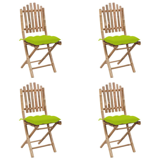 Set da Pranzo da Giardino 5 pz Pieghevole con Cuscini in Bambù 3063986