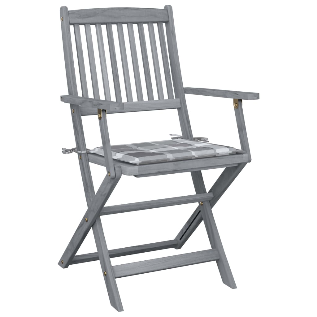 Sedie da Giardino Pieghevoli 2pz con Cuscini in Massello Acacia 3064496