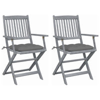 Sedie da Giardino Pieghevoli 2pz con Cuscini in Massello Acacia