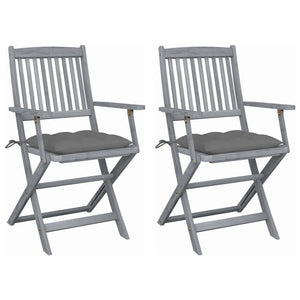 Sedie da Giardino Pieghevoli 2pz con Cuscini in Massello Acacia
