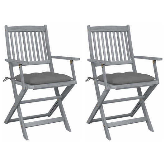 Sedie da Giardino Pieghevoli 2pz con Cuscini in Massello Acacia