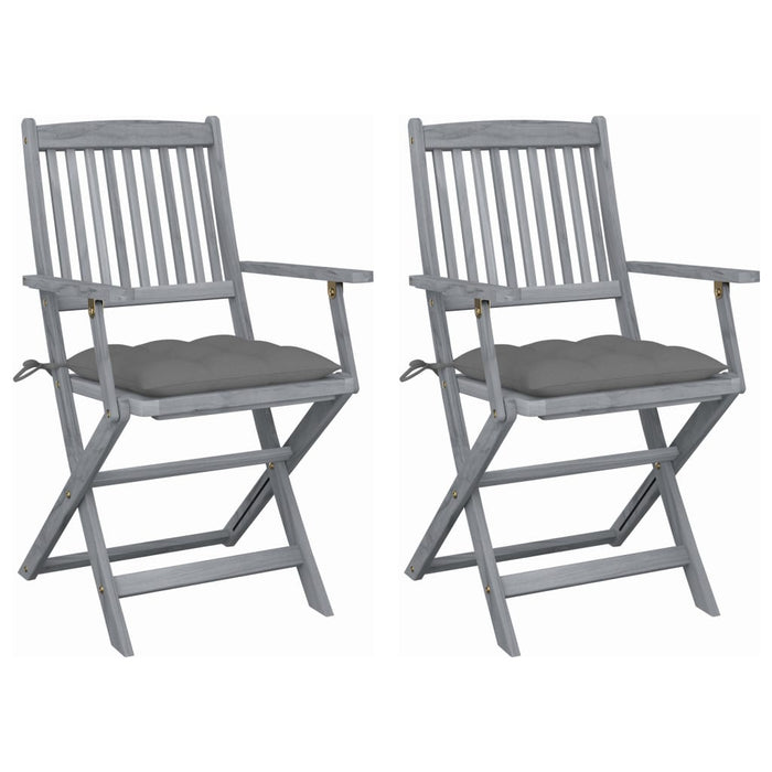 Sedie da Giardino Pieghevoli 2pz con Cuscini in Massello Acacia