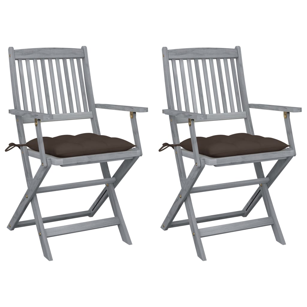 Sedie da Giardino Pieghevoli 2pz con Cuscini in Massello Acacia cod mxl 6914