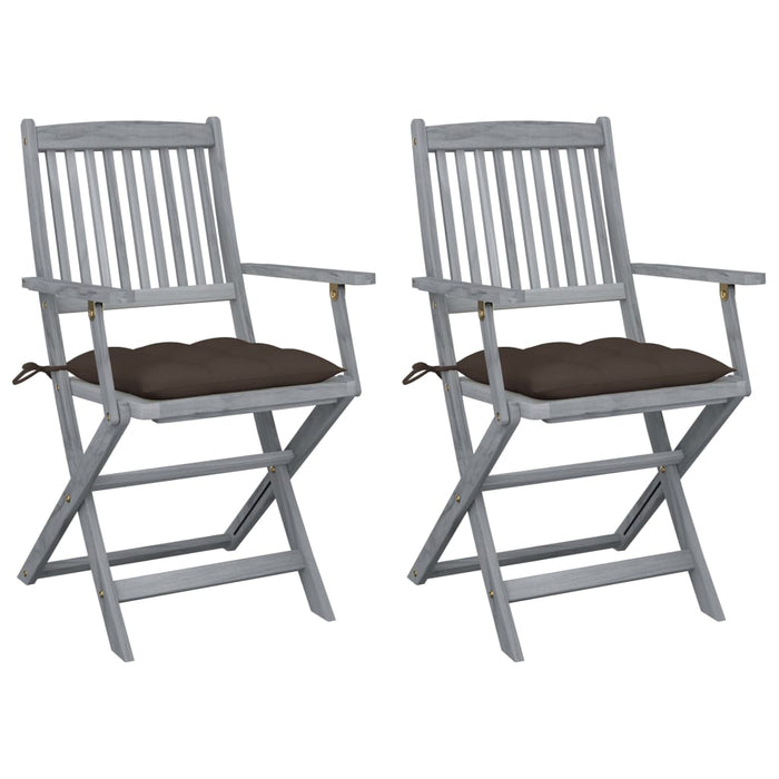 Sedie da Giardino Pieghevoli 2pz con Cuscini in Massello Acacia cod mxl 6914