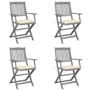 Sedie da Giardino Pieghevoli 4pz con Cuscini in Massello Acacia