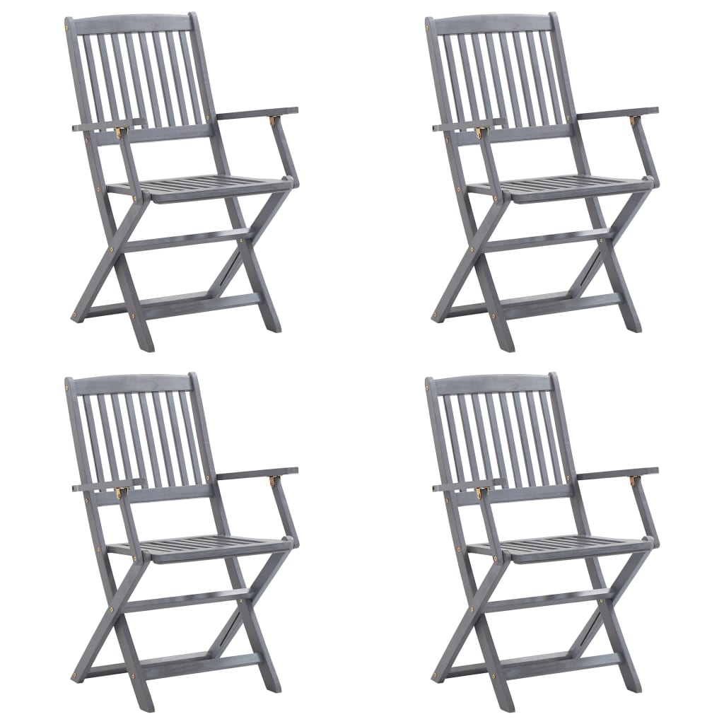Sedie da Giardino Pieghevoli 4pz con Cuscini in Massello Acacia 3064513