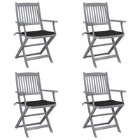 Sedie da Giardino Pieghevoli 4pz con Cuscini in Massello Acacia