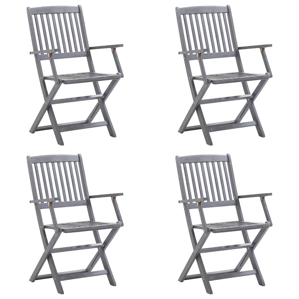 Sedie da Giardino Pieghevoli 4pz con Cuscini in Massello Acacia 3064516