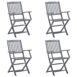 Sedie da Giardino Pieghevoli 4pz con Cuscini in Massello Acacia 3064517