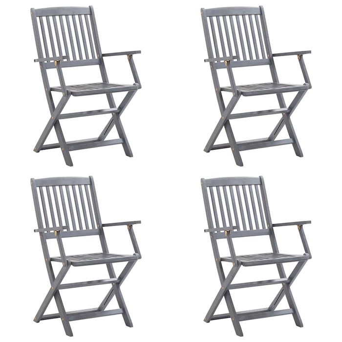 Sedie da Giardino Pieghevoli 4pz con Cuscini in Massello Acacia 3064518