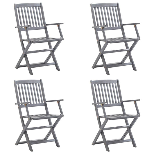 vidaXL Sedie da Giardino Pieghevoli 4pz con Cuscini in Massello Acacia