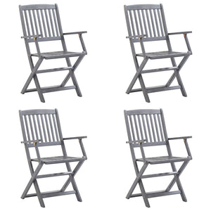 vidaXL Sedie da Giardino Pieghevoli 4pz con Cuscini in Massello Acacia
